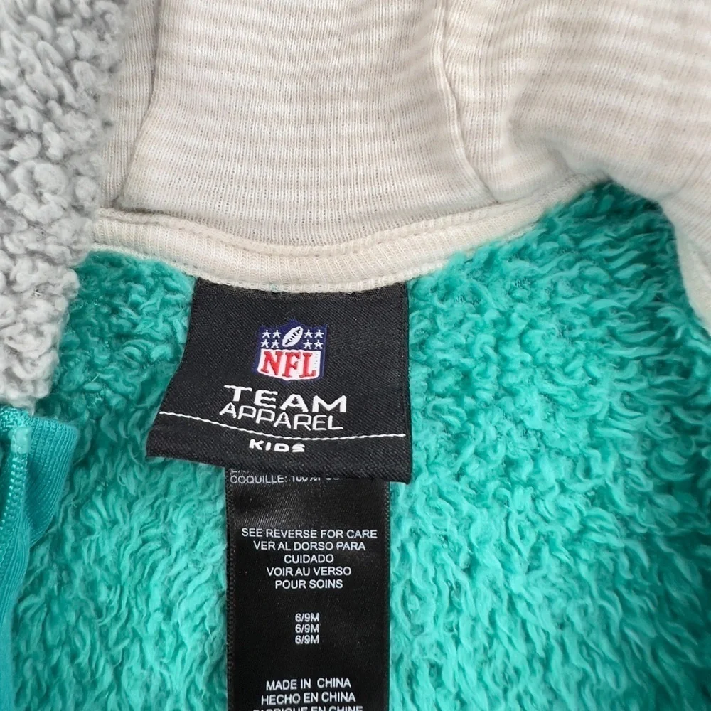 Infant Aqua/Gray NFL Miami Dolphins Game Nap Teddy Fleece Full-Zip Sleeper